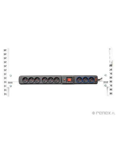 Horizontální napájecí lišta s 9-ti zásuvkami (E-socket) 900 mm