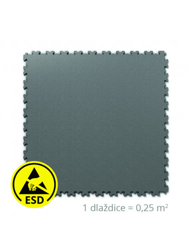 ESD puzzle na podlahu, tmavě šedé, 510 x 510 mm